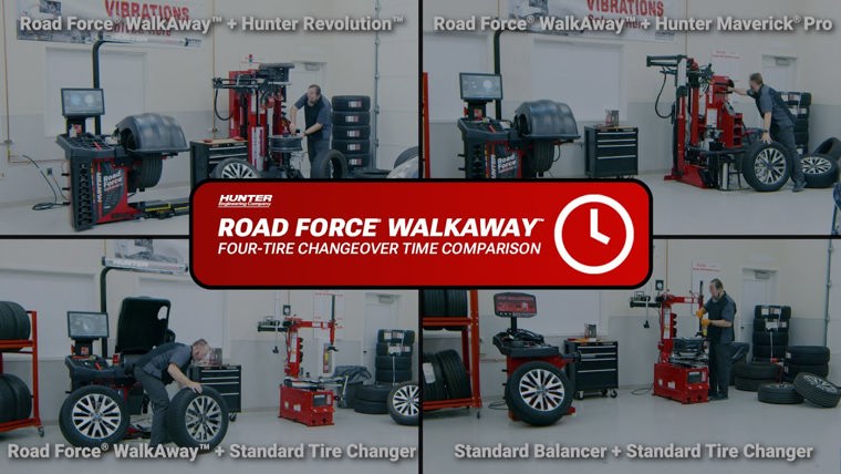 Road Force® WalkAway™ Four-Tire Changeover Time Comparison (18x Speed)